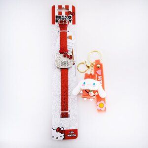 Sanrio Set of 2: Hello Kitty Rhinestone LED Watch & Cinnamoroll Keychain